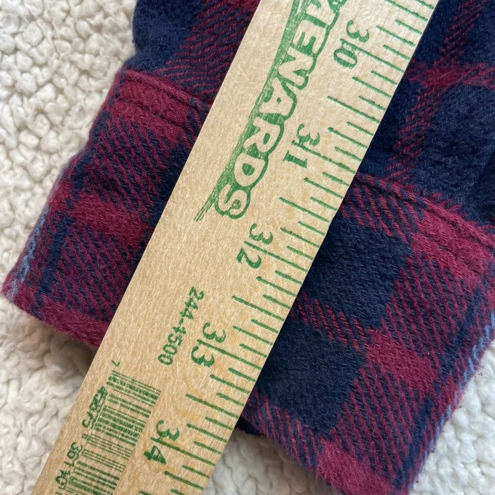 Orvis Shacket Mens XL Red Blue Plaid Fleece Lined Heavyweight Flannel 1312517